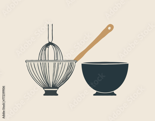 One whisk and one mixing bowl