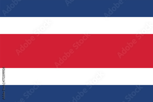 Flag of Costa Rica. Five horizontal stripes in three colors: red, white, blue. State symbol of the Republic of Costa Rica.