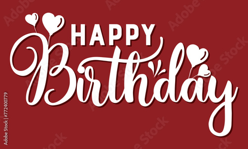 happy birthday typography white color vector design with birthday party element isolated on red background can be use for background, poster and template. vector illustration. EPS 10