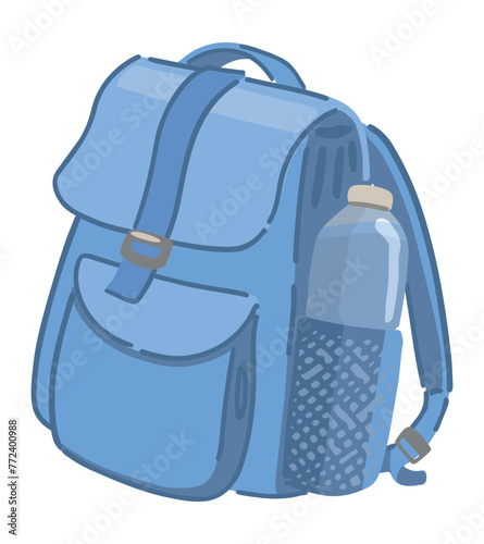 Casual backpack clipart. School bag, outdoor adventure doodle isolated on white. Cartoon vector illustration.