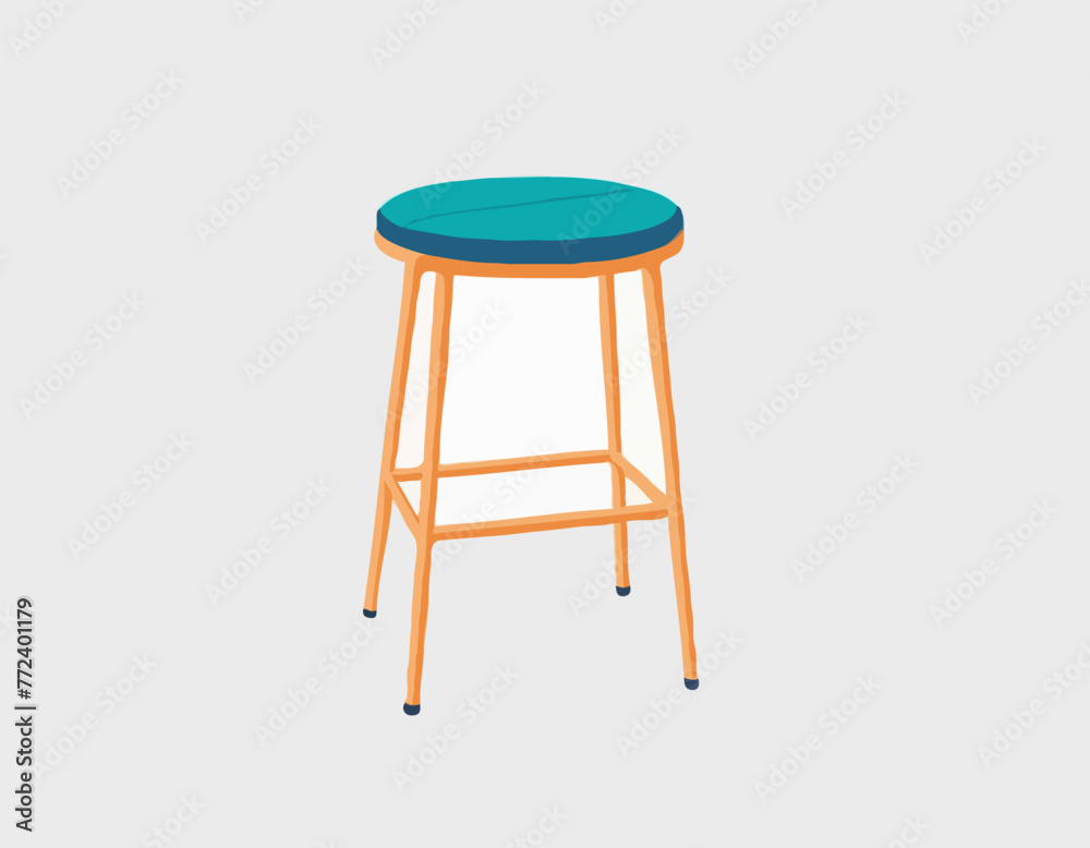 Padded stool is isolated on a white background. Flat vector Padded stool is isolated on a white background. Flat vector