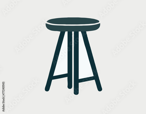 Padded stool is isolated on a white background. Flat vector