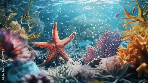 starfish and coral reef © Shahid