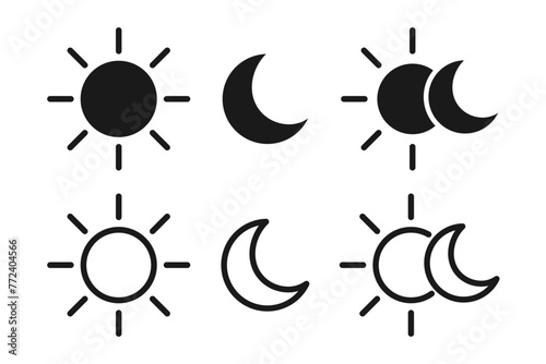 Day and night icon. Sun and moon symbol. Vector illustration