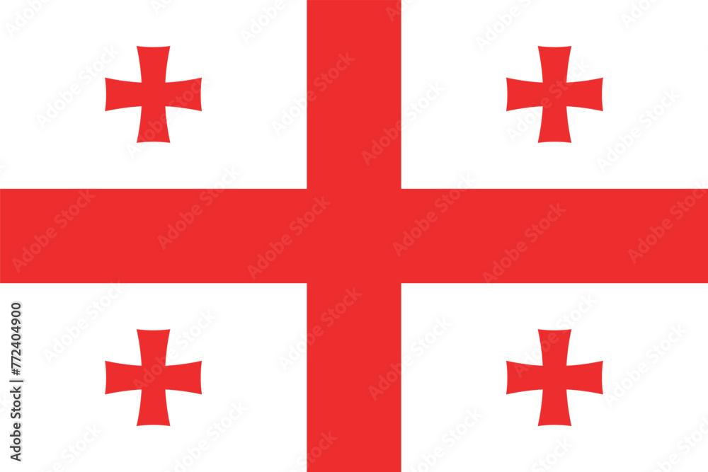Flag of Georgia. White Georgian flag with red crosses. State symbol of Georgia. Flag of Georgia. White Georgian flag with red crosses. State symbol of Georgia.