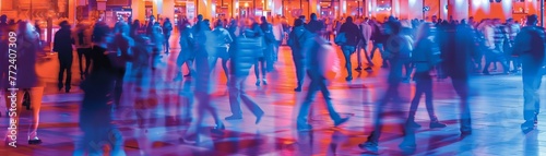 Thermal imaging of a crowded place, highlighting human activity through heat low noise