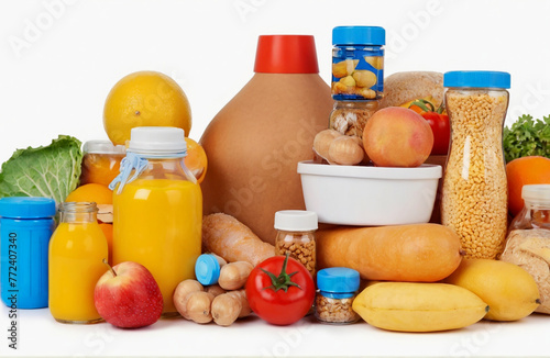Food collection, cut out on white background
