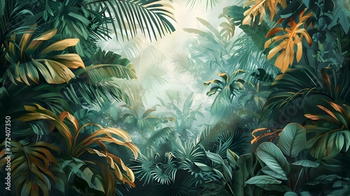 Tropical Elegance  Vintage Jungle Leaves Mural Wallpaper for Timeless Interiors