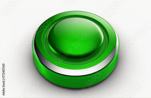 Green shiny button with elements, design for website, cut out on white background