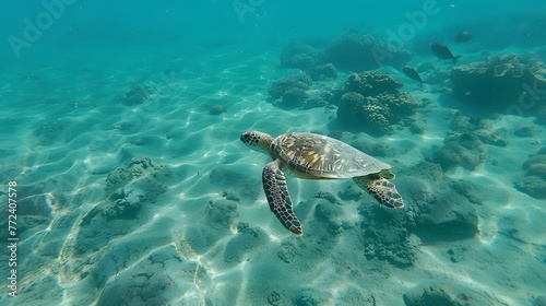 Ocean Grace: Navigating the Depths with Sea Turtle Serenity © Zelta