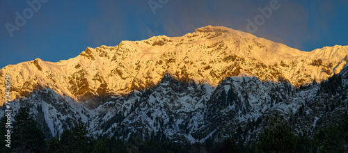 Mountain landscape with sunrise on Mount Gramos near the village of Plikati in northern Greece