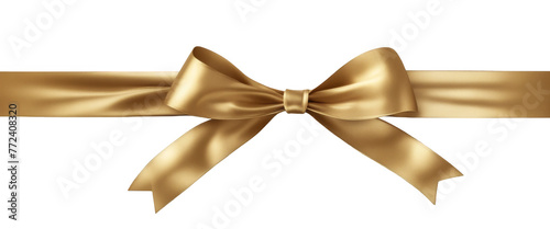 Gold bow and ribbon Isolated white background