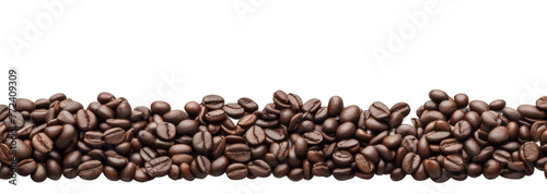Panoramic coffee beans, horizontal Isolated white background