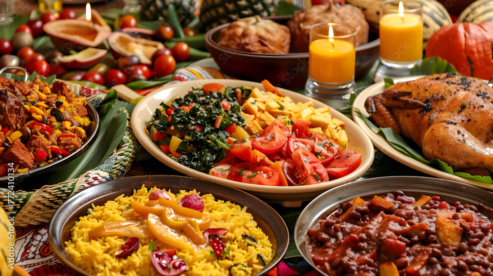 Kwanzaa Festive Table: A Delectable Array of Traditional African-American and Afro-Caribbean Cuisine