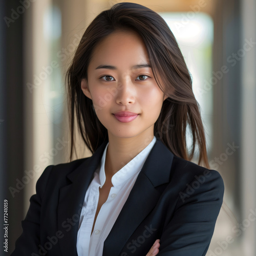 Portrait Photo of a Successful Asian Business Woman, Generative AI