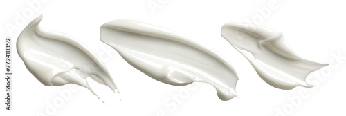 Cosmetic 3d white cream smears set isolated on transparent background, clipart, cutout, png. © SnowElf