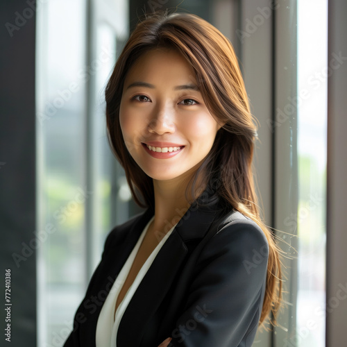 Portrait Photo of a Successful Asian Business Woman, Generative AI