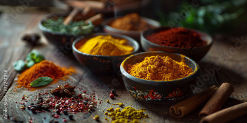 Spices Aromatic Indian spices as background Spices and herbs