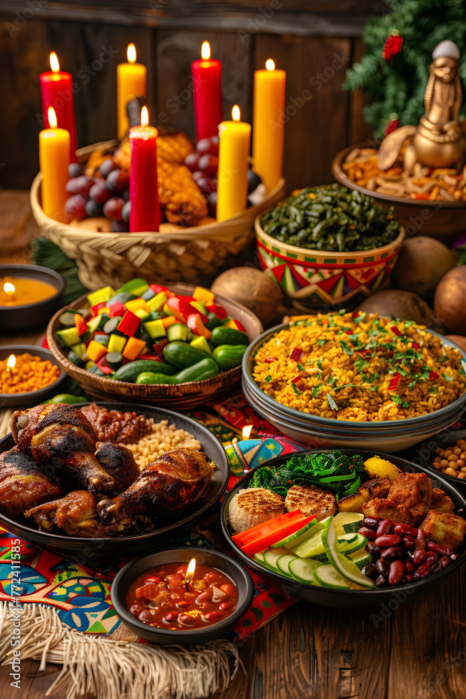 Kwanzaa Festive Table: A Delectable Array of Traditional African-American and Afro-Caribbean Cuisine
