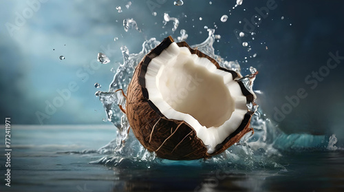 Tropical Delight: Coconut Water Splash in Motion