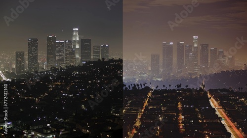 A tale of two cities, sidebyside visuals of the same cityscape with and without effective light pollution controls no dust photo