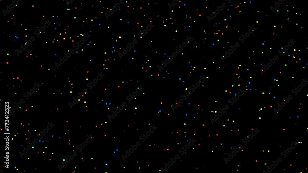 Abstract colorful particle stars pattern black background texture glowing dots effect