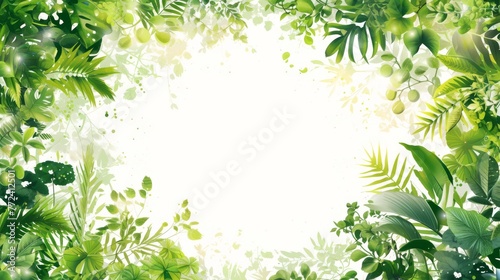  Green leafy background with white space for text image