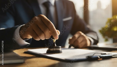 Man hand stamping with approved stamp on document at desk, notary or business people 3.jpg, Man hand stamping with approved stamp on document at desk, notary or business people