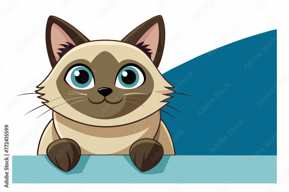 a cartoon illustration showing a happy birman cat