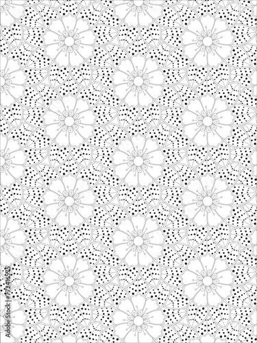 PrintFlowers Leaves Coloring page Adult.Contour drawing of a mandala on a white background. Vector illustration