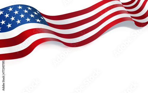Clean Lines USA Flag Design Isolated On Transparent Background PNG.
