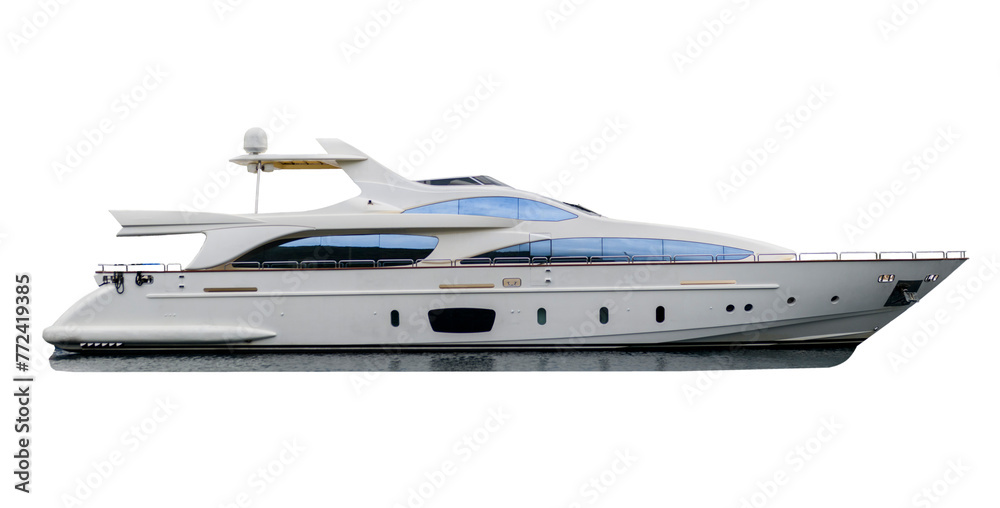 Luxury super yacht isolated on white background. Large mega yacht. Motor yacht.