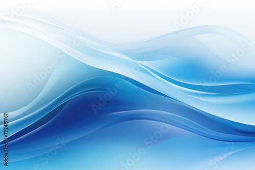 A blue wave with a white background. The blue color is very bright and the wave is very long © Mongkol
