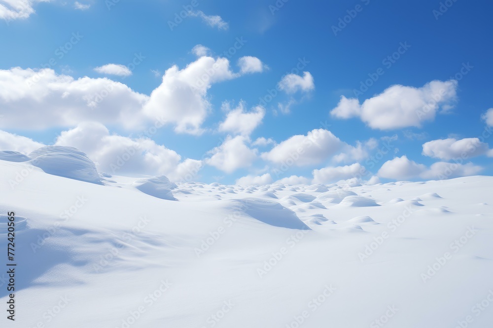 Majestic Snowfield blue sky. Nature season. Generate Ai Majestic Snowfield blue sky. Nature season. Generate Ai