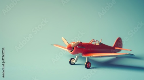 Toy vintage aircraft with empty place for text photo