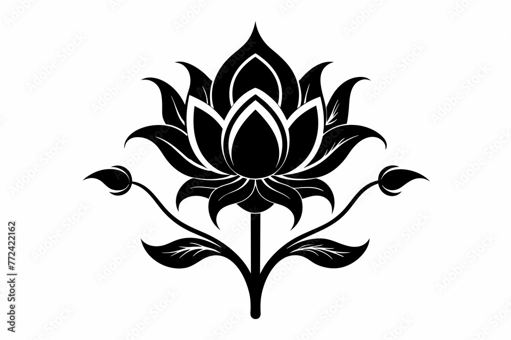 Amarnath flower, silhouette black vector illustration