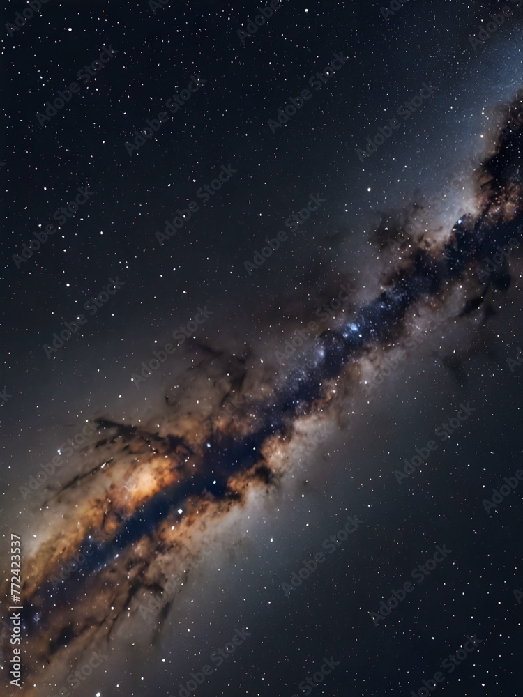 Fototapeta premium night sky skyThe mesmerizing night above us holds a vast expanse of stars and galaxies. The fascinating world of astronomy meets the breathtaking landscape of our planet. It is illuminated by the so