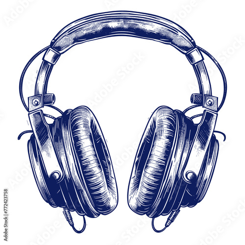 Headphones isolated on white background. Vector hand drawn illustration in sketch style