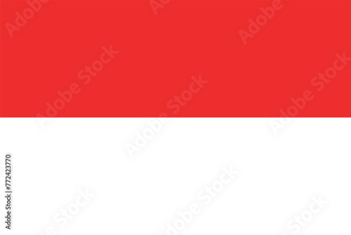 Flag of Indonesia. The Indonesian flag is red and white. State symbol of the Republic of Indonesia. Isolated vector illustration.