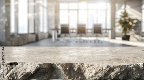 Stone table top with copy space. Office background