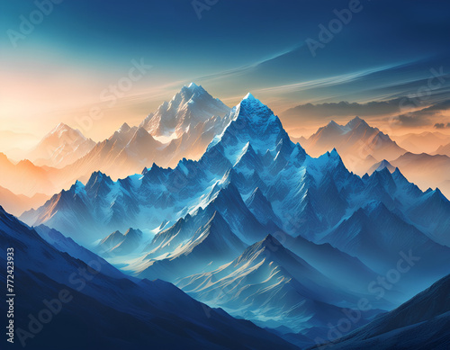 Mountain range melting into the horizon