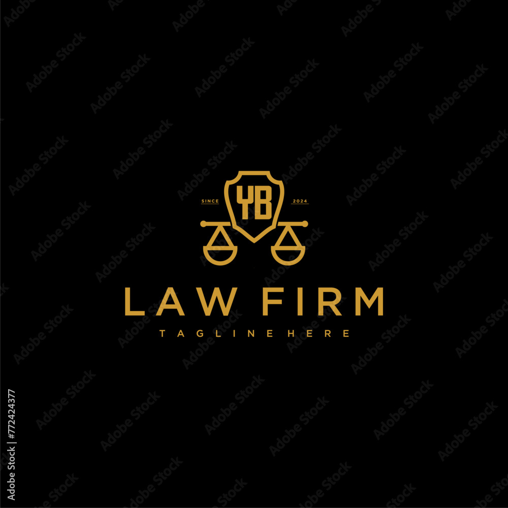YB initial monogram for lawfirm logo with scales shield image YB initial monogram for lawfirm logo with scales shield image