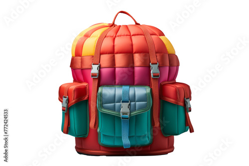 Colorful Parachute Backpack on White Background