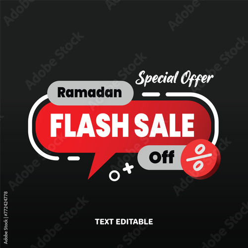 Flash Sale Ramadan Discount Vector Illustration
