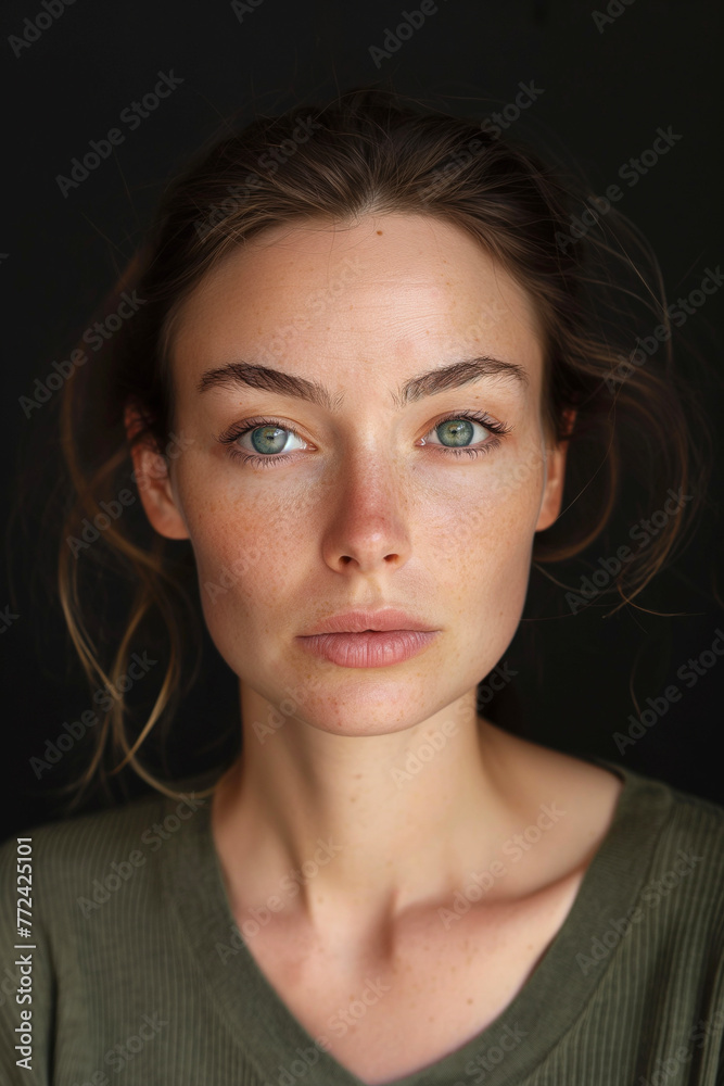 portrait of beautiful woman looking at a serious camera portrait of beautiful woman looking at a serious camera