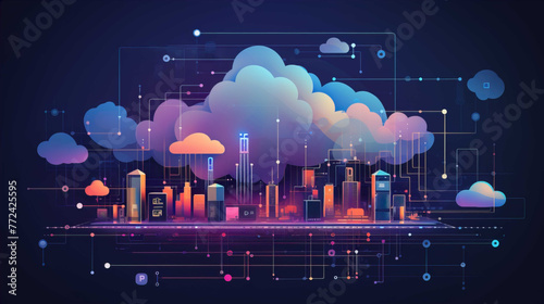   Cloud server data finance business graphic  , Generate AI