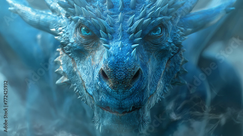 Majestic Blue Dragon, Fantasy Creature, Mythical Beast