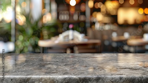 Stone table top with copy space. Restaurant background © Jane Kelly