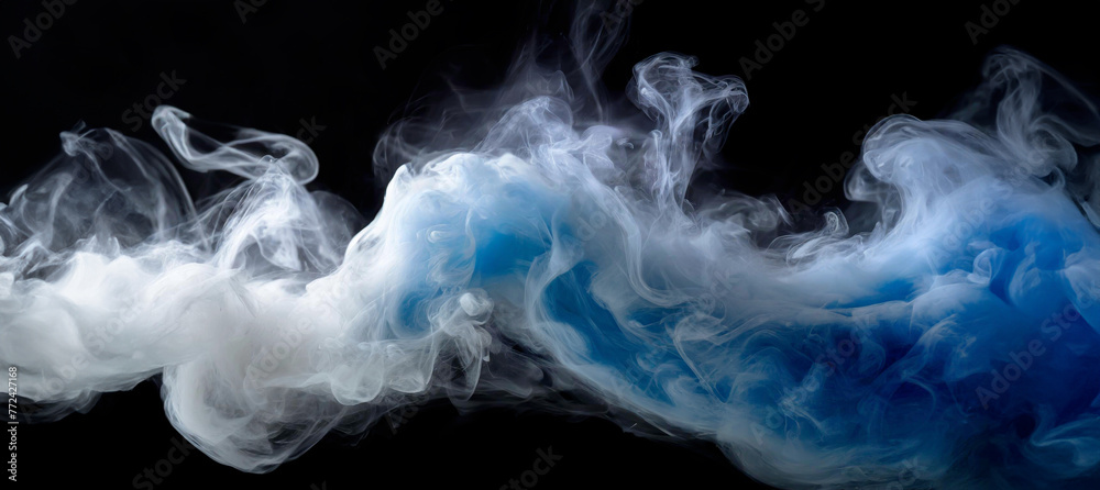 Niebieski i biały dym. Abstrakcja - obrazy, fototapety, plakaty 