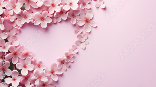 A pink background with flowers and a white card